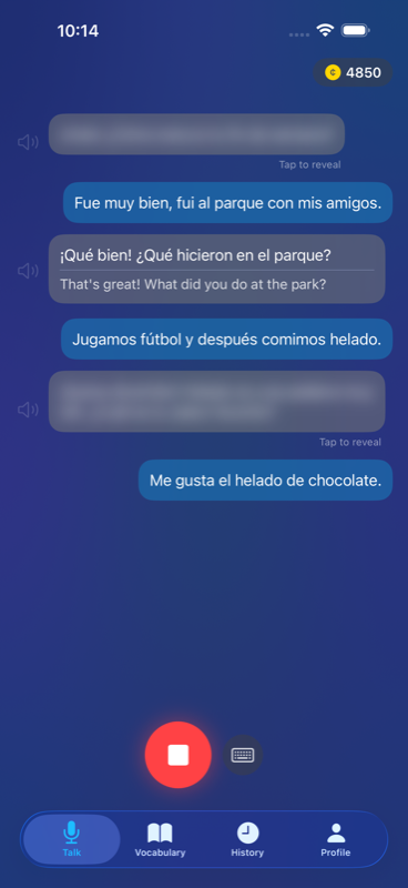 Voice conversation screen